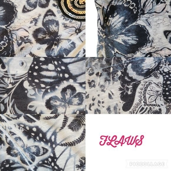 New Directions Weekend Black White Sequin Embellished Wintop Size 1X - Picture 8 of 11